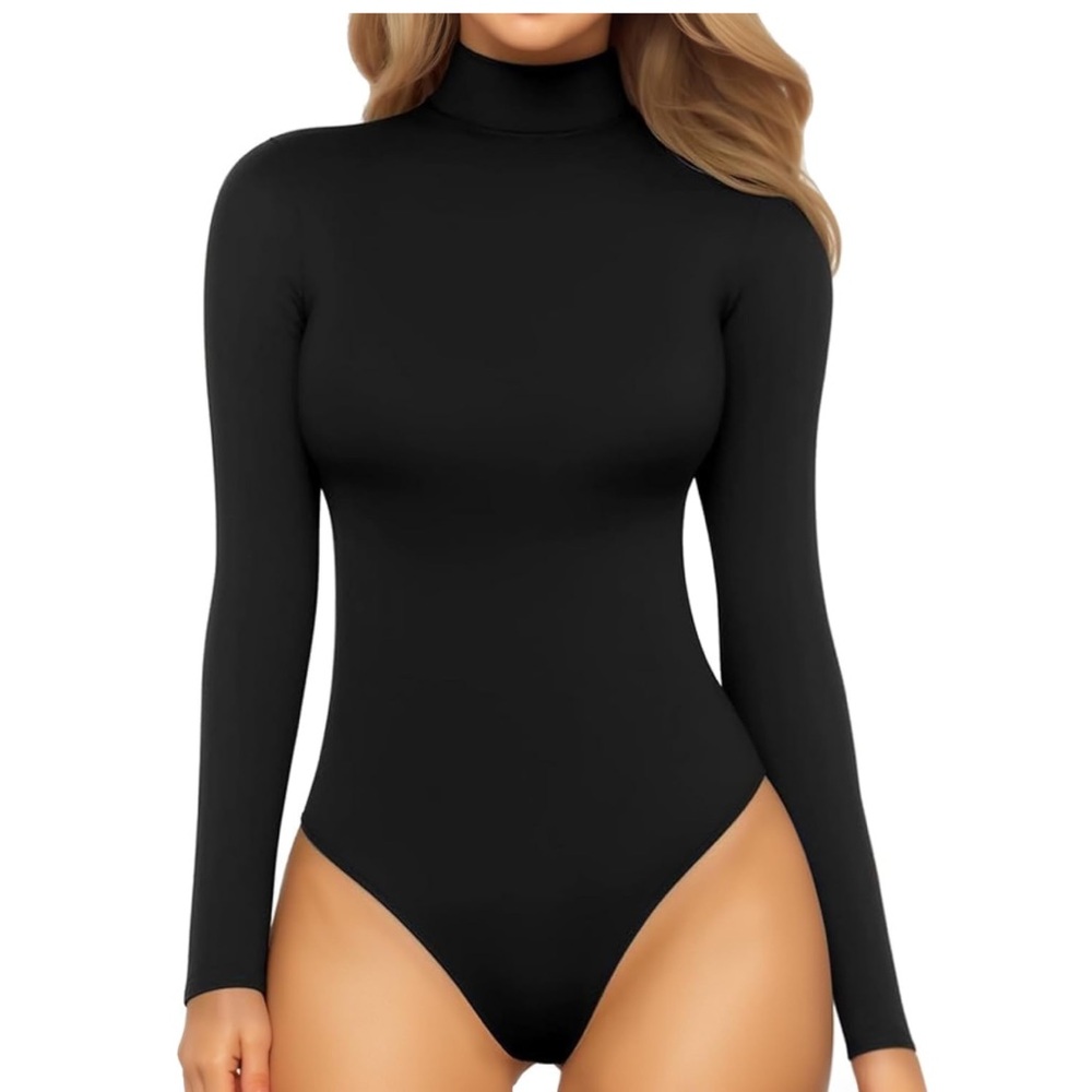 MANGOPOP Mock Turtle Neck Long Sleeve Bodysuit